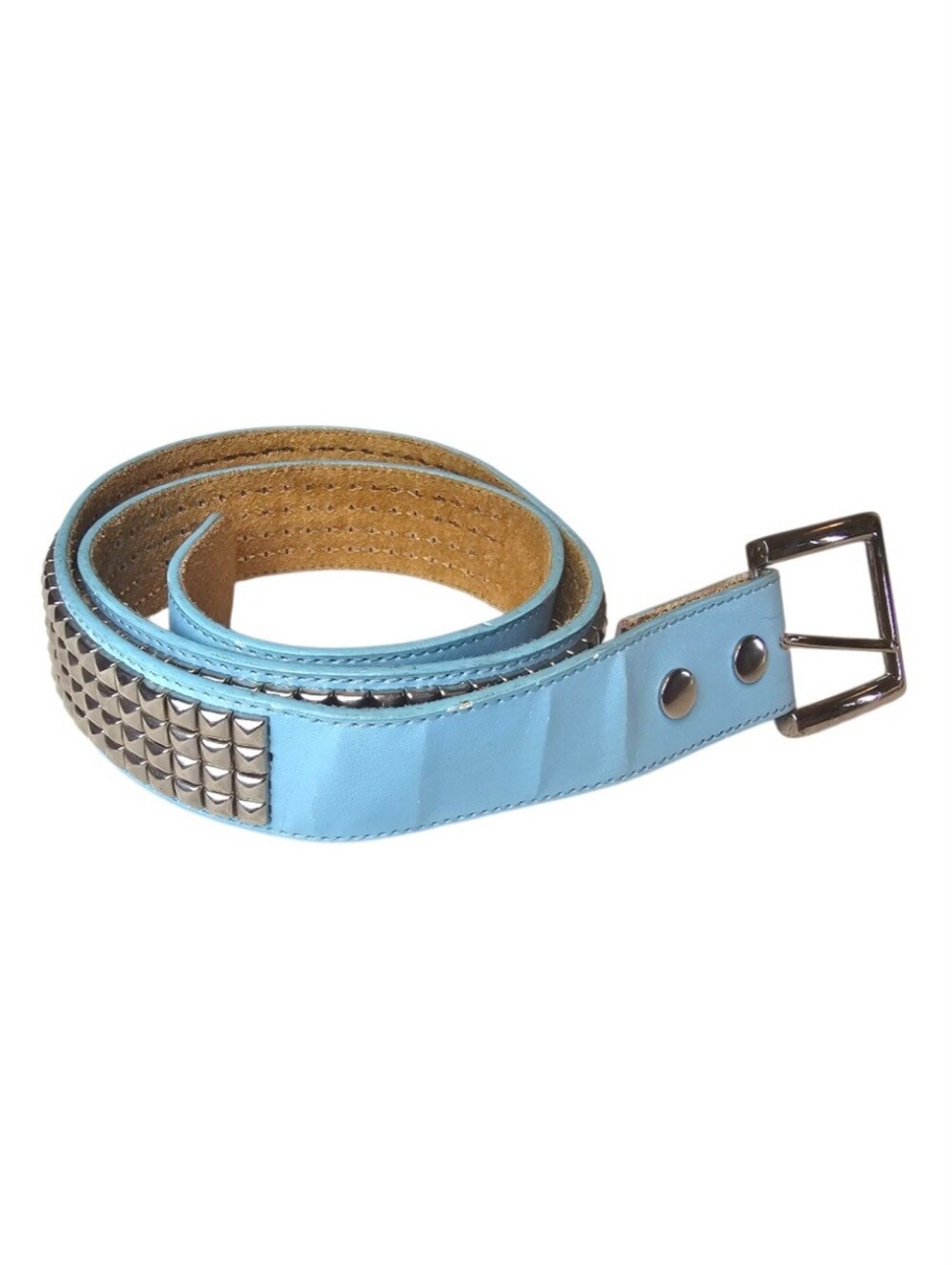 🌼4/$30 Light Blue Silvertone Studded Leather Belt